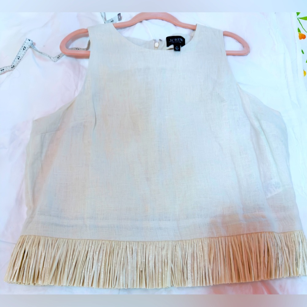 NWOT J Crew Collection / Fringe Trim Tank Top Size XL